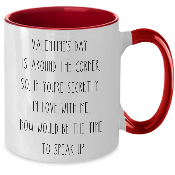 Gag Valentine's Day Mug, Two Toned Valentine Coffee Cup, Secret Crush Valentine Gift, Funny Mug for Coworker or Best Friend