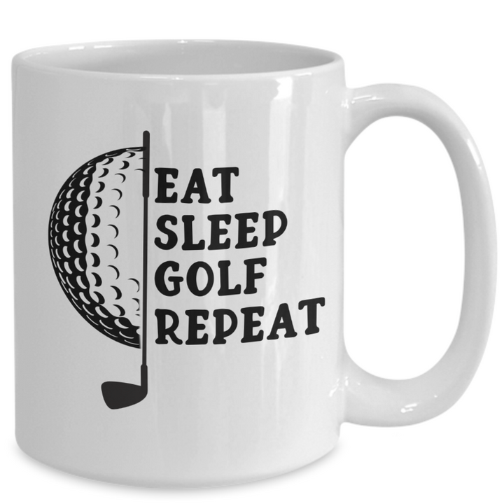 Funny Golf Mug, Coffee Cup Gift for Golfer, Eat Sleep Golf Repeat, For Golfer's Birthday, Athlete Gifts for him or her