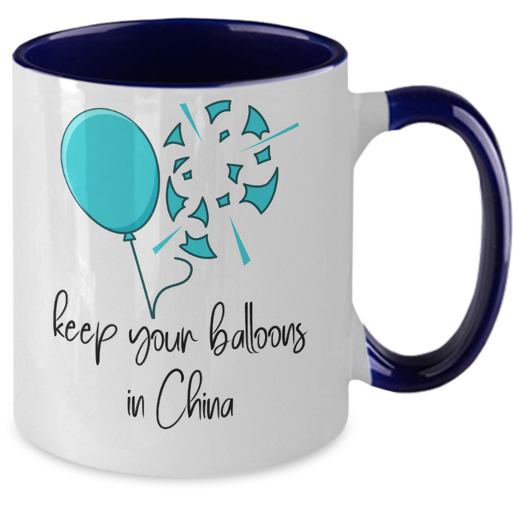 Funny Chinese Weather Balloon Mug, Chinese Balloon Two Toned Coffee Cup, Trending Political Topics, Political Satire Gifts for Friends and Family