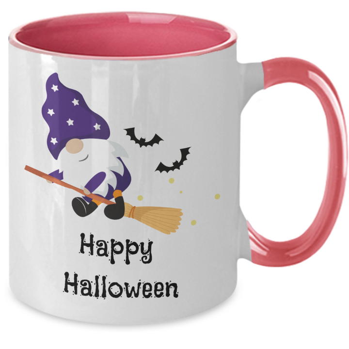 Happy Halloween Two Toned Coffee Mug, Halloween Gnome Housewarming Decor, Fall Decorations for Friends