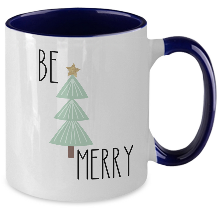 Be Merry Coffee Cup, Merry Christmas Two Toned Mug, Holiday Cheer, Christmas PResents for Friends and Family, Be Merry Gifts for Her