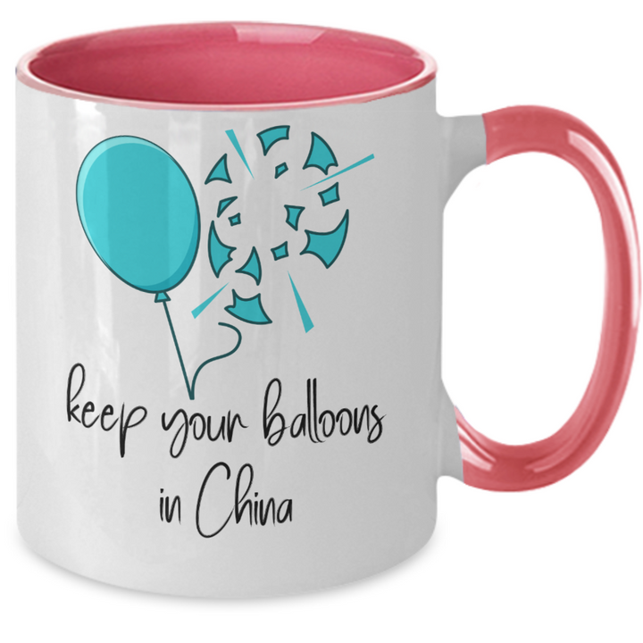 Funny Chinese Weather Balloon Mug, Chinese Balloon Two Toned Coffee Cup, Trending Political Topics, Political Satire Gifts for Friends and Family