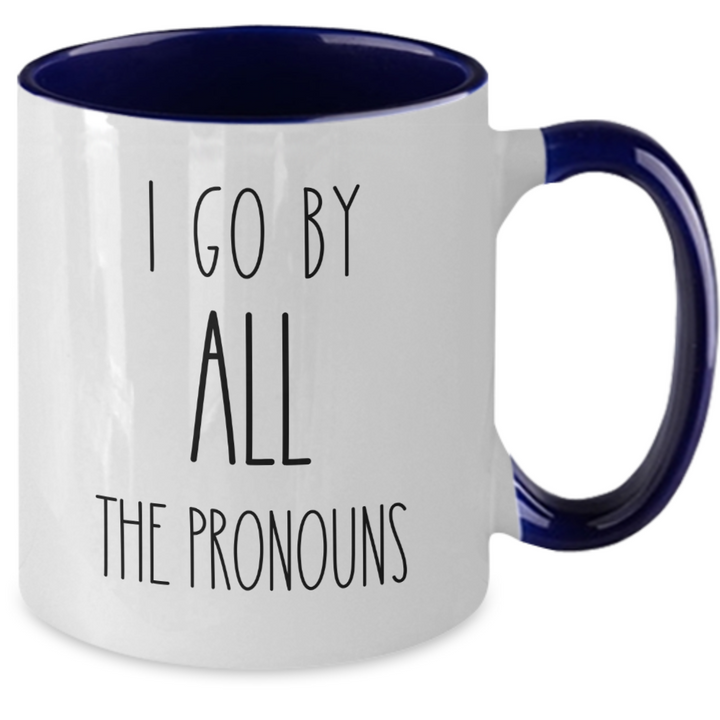 Funny Non-binary Mug, Nonbinary Two Toned Coffee Cup, Novelty Pronoun Present, Pronoun Present for Friends and Family, Nonbinary Birthday, Trendy Sayings