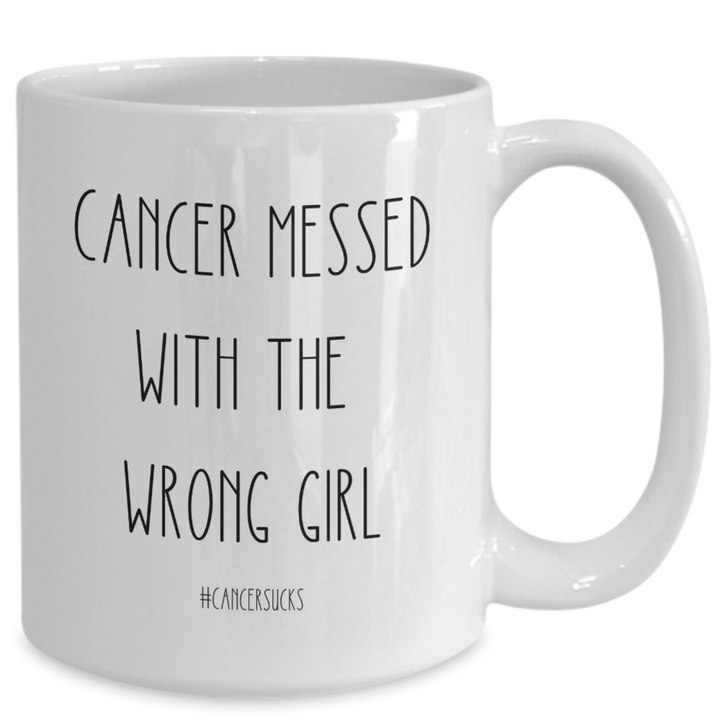 Cancer Sucks Mug, Cancer Survivor Coffee Cup, Cancer Messed With the Wrong Girl, Fighting Cancer Presents, Breast Cancer Awareness