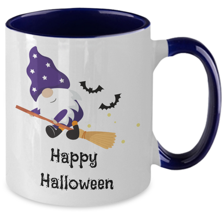 Happy Halloween Two Toned Coffee Mug, Halloween Gnome Housewarming Decor, Fall Decorations for Friends