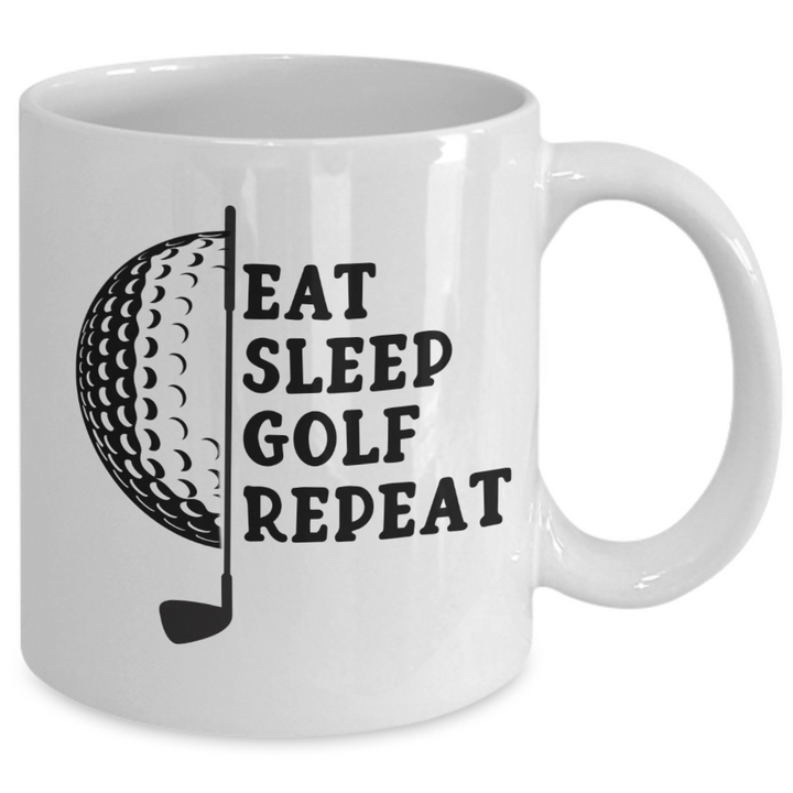 Funny Golf Mug, Coffee Cup Gift for Golfer, Eat Sleep Golf Repeat, For Golfer's Birthday, Athlete Gifts for him or her