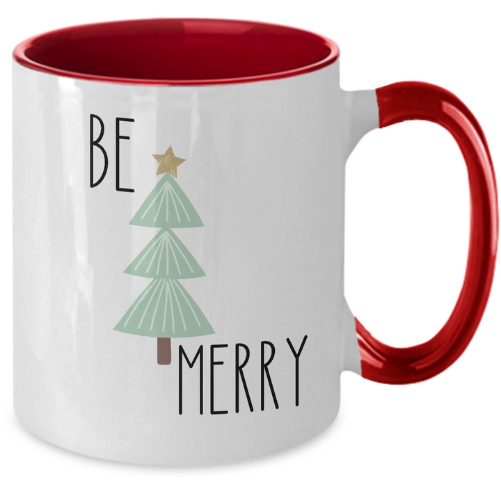 Be Merry Coffee Cup, Merry Christmas Two Toned Mug, Holiday Cheer, Christmas PResents for Friends and Family, Be Merry Gifts for Her