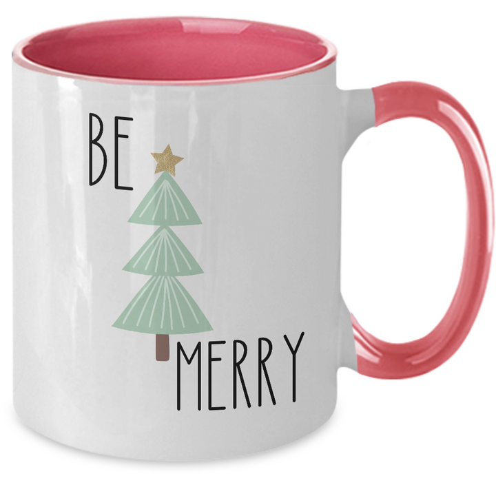 Be Merry Coffee Cup, Merry Christmas Two Toned Mug, Holiday Cheer, Christmas PResents for Friends and Family, Be Merry Gifts for Her