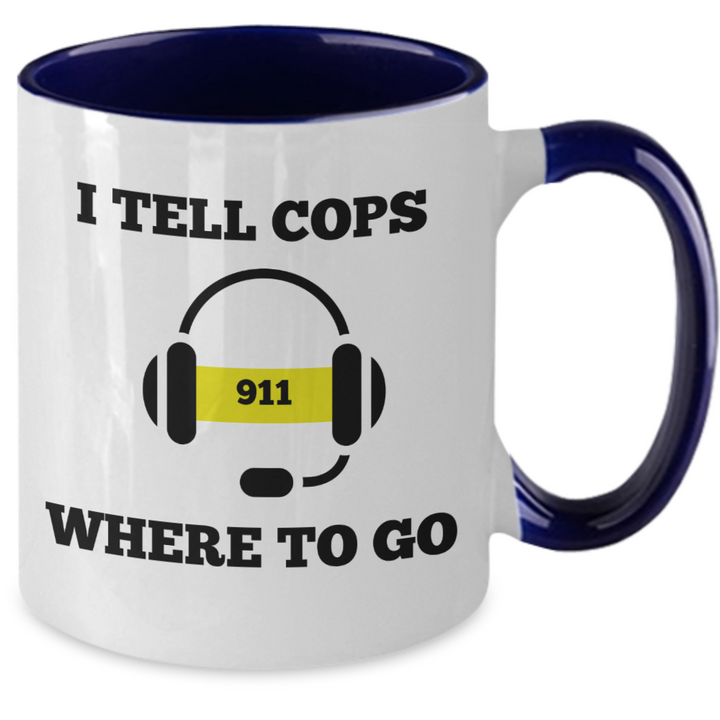 Funny 911 Dispatcher Two Toned Coffee Cup, Gag Gift for 911 Operator, Dispatcher Retirement Presents, Funny Coffee Cup for First Responders