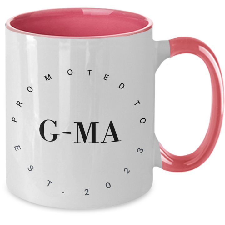 G-Ma Two Toned Coffee Cup, Grandma Gifts 2023, New Baby On the Way, PRomoted to Grandma 2023, Grandparent's Day Presents