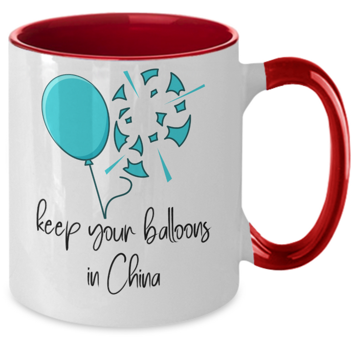 Funny Chinese Weather Balloon Mug, Chinese Balloon Two Toned Coffee Cup, Trending Political Topics, Political Satire Gifts for Friends and Family