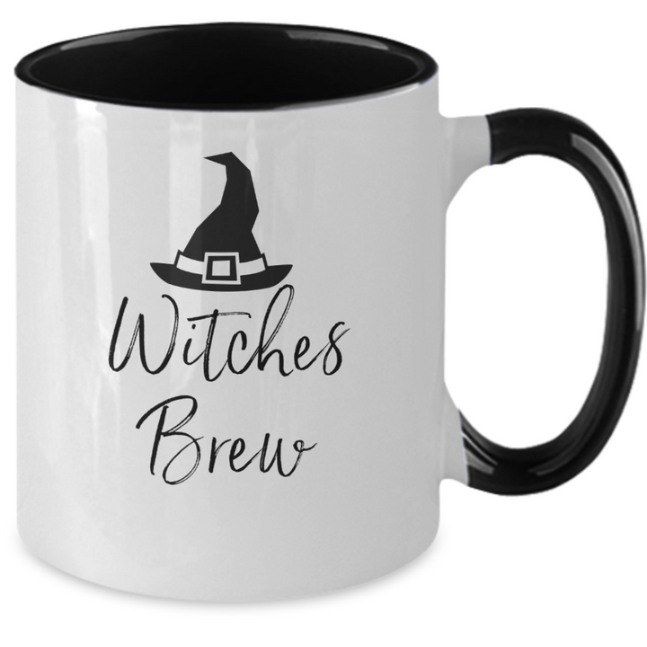 Witches Brew Halloween Mug, Two Toned Halloween Witch Coffee Cup, Halloween Presents for Friends, Witch Halloween Housewarming Decor