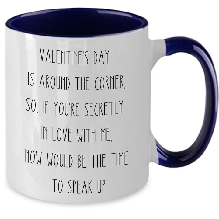 Gag Valentine's Day Mug, Two Toned Valentine Coffee Cup, Secret Crush Valentine Gift, Funny Mug for Coworker or Best Friend