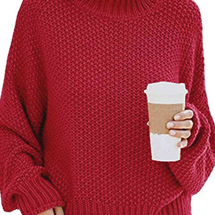 Chunky Pullover Turtleneck Sweater, Dropped Shoulder Sweater, Trendy Apparel For Women, Cute and Comfy Fall Sweater,