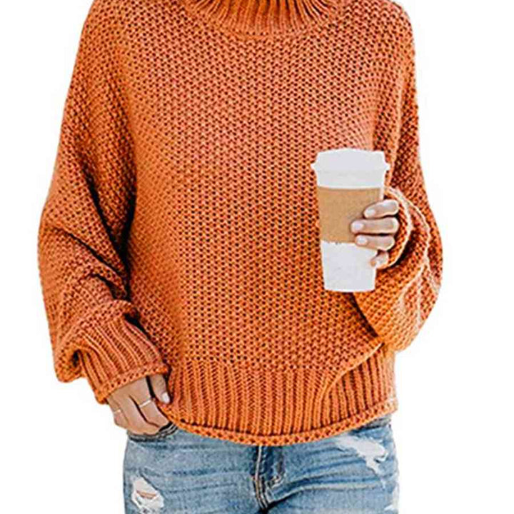 Chunky Pullover Turtleneck Sweater, Dropped Shoulder Sweater, Trendy Apparel For Women, Cute and Comfy Fall Sweater,