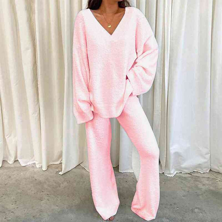 V-Neck Long Sleeve Pants Set