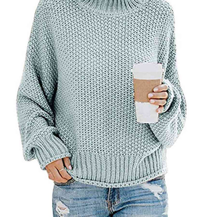 Chunky Pullover Turtleneck Sweater, Dropped Shoulder Sweater, Trendy Apparel For Women, Cute and Comfy Fall Sweater,