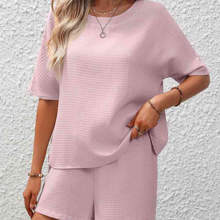 Waffle-Knit Top and Shorts Set, Two piece shorts set for women, trendy apparel for women, waffle knit lounge set