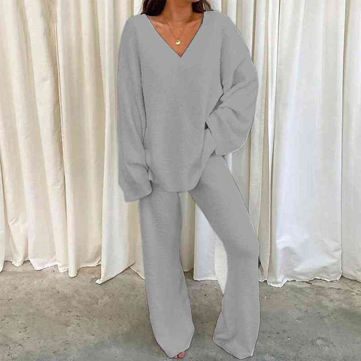 V-Neck Long Sleeve Pants Set