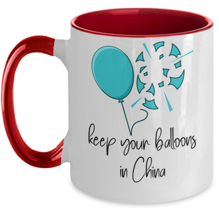 Funny Chinese Weather Balloon Mug, Chinese Balloon Two Toned Coffee Cup, Trending Political Topics, Political Satire Gifts for Friends and Family