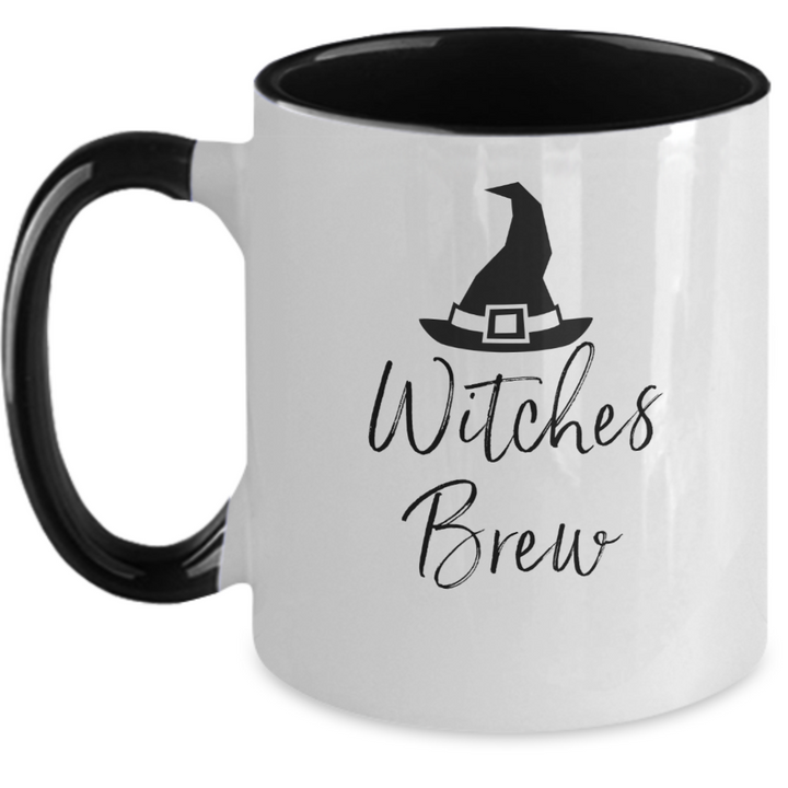 Witches Brew Halloween Mug, Two Toned Halloween Witch Coffee Cup, Halloween Presents for Friends, Witch Halloween Housewarming Decor