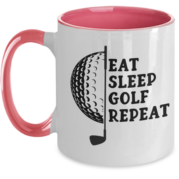 Funny Golf Mug, Golf Two Toned Coffee Mug, Gift for Golfer, Golfer's Birthday Present, Eat Sleep Golf Repeat, for Athlete