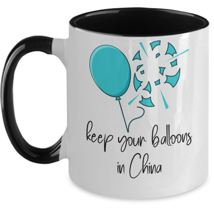 Funny Chinese Weather Balloon Mug, Chinese Balloon Two Toned Coffee Cup, Trending Political Topics, Political Satire Gifts for Friends and Family