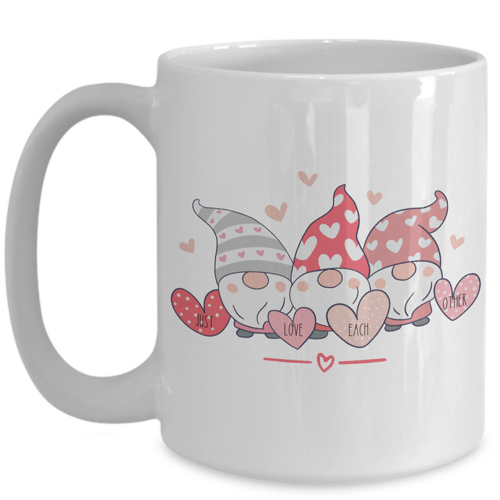 Valentine's Day Gnome Mug, Valentine Gnome Coffee Cup, Love Each Other, Valentine Gifts for Her, Gnome Lovers Valentine's Day Present