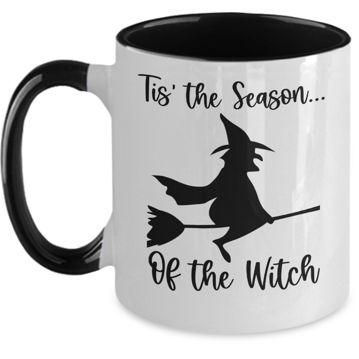 Fun Halloween Mug, Halloween Witch Two Toned Coffee Cup, Tis the Season of the Witch, Halloween Presents for Friends, Gag Halloween Decor