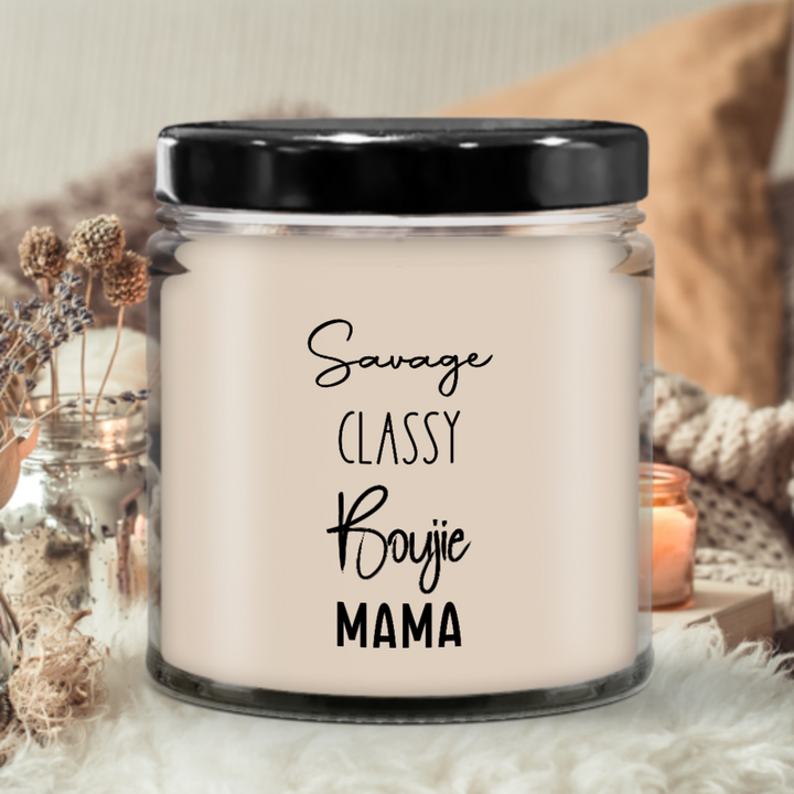 Savage Mom Candle, Candle Gifts for Mother's Day, Classy Mama Bear, Boujie Mama Birthday Present, 9 oz soy vanilla scented candle