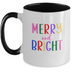 Merry and Bright Christmas Mug, Two Toned Holiday Coffee Cup, Festive Christmas Drinkware, Holiday Gifts for Friends and Family