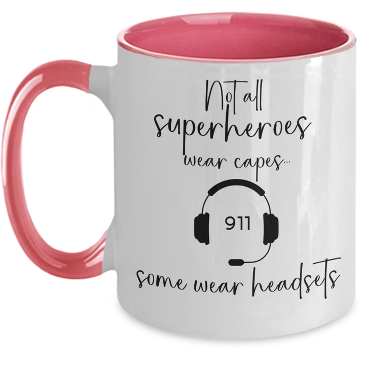 911 Emergency Operator Mug, Two Toned Coffee Cup Gift for Emergency Police Dispatcher, First Responder Birthday PResent, 911 Operator Superhero
