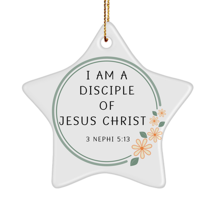LDS 2024 Youth Theme Ceramic Star Christmas Ornament, I Am A Disciple of Jesus Christ, Church of Jesus Christ of Latter-day Saints Ornament for Youth