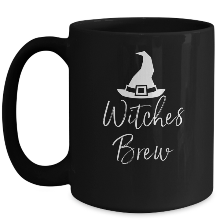 Witches Brew Halloween Mug, Witch Coffee Cup, Black Halloween Ceramic Mug, Halloween Housewarming Decor for Friends and Family