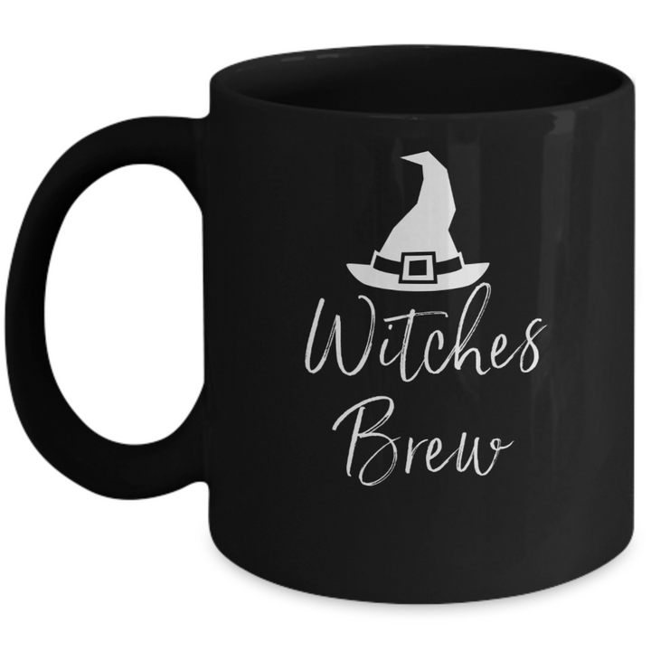 Witches Brew Halloween Mug, Witch Coffee Cup, Black Halloween Ceramic Mug, Halloween Housewarming Decor for Friends and Family