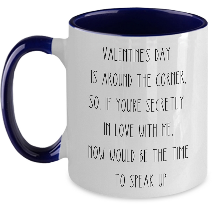 Gag Valentine's Day Mug, Two Toned Valentine Coffee Cup, Secret Crush Valentine Gift, Funny Mug for Coworker or Best Friend