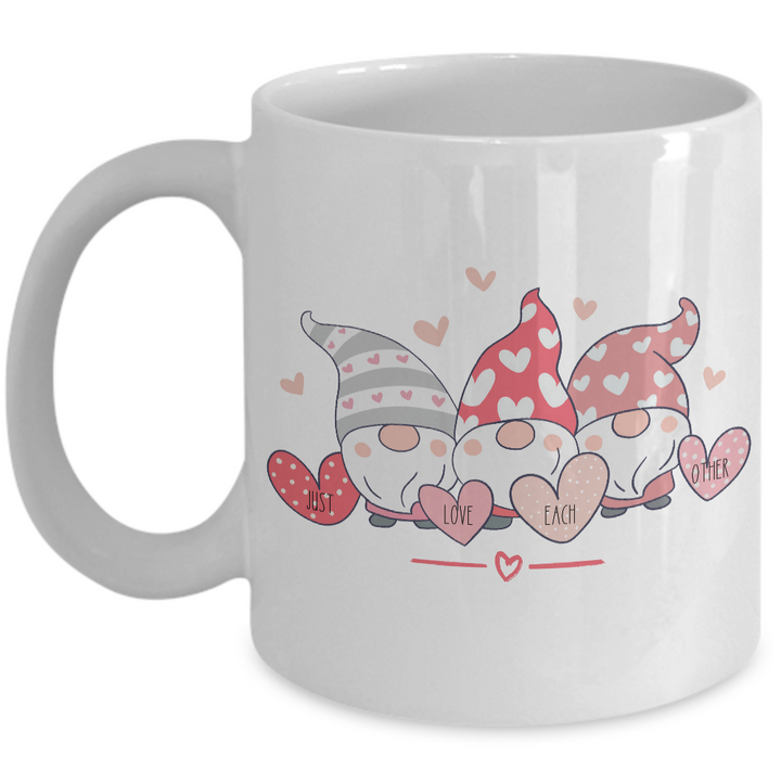 Valentine's Day Gnome Mug, Valentine Gnome Coffee Cup, Love Each Other, Valentine Gifts for Her, Gnome Lovers Valentine's Day Present
