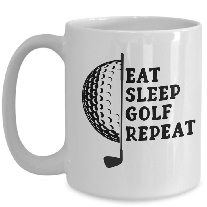 Funny Golf Mug, Coffee Cup Gift for Golfer, Eat Sleep Golf Repeat, For Golfer's Birthday, Athlete Gifts for him or her