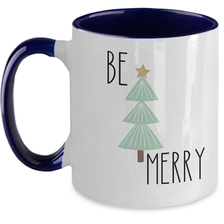 Be Merry Coffee Cup, Merry Christmas Two Toned Mug, Holiday Cheer, Christmas PResents for Friends and Family, Be Merry Gifts for Her