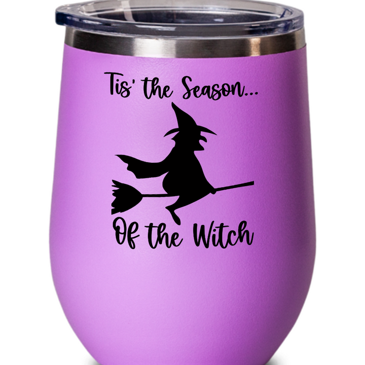 Witch Halloween Wine Tumbler, Fun Halloween Wine Glass, Season of the Witch Halloween Drinkware, Halloween Themed Drinks