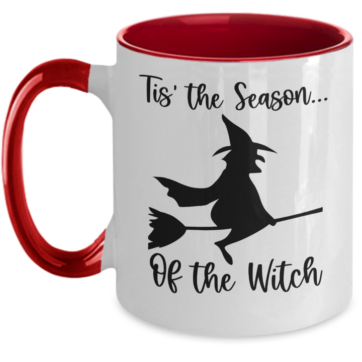 Fun Halloween Mug, Halloween Witch Two Toned Coffee Cup, Tis the Season of the Witch, Halloween Presents for Friends, Gag Halloween Decor