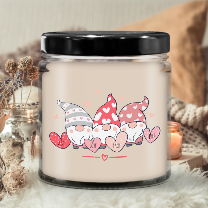 Valentine Gnome Candle, Love Each Other 9 oz soy candle, Valentine's Day Candle Gifts for Her, Gnome Gifts