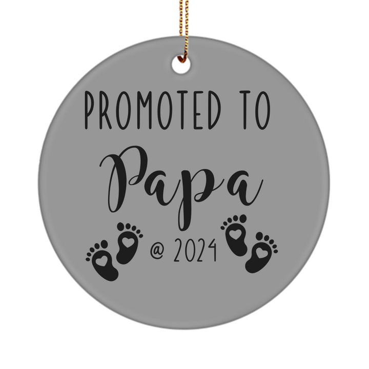 Papa Ornament Gifts, Promoted to Papa 2024, New Baby Announcement, Gifts for Papa-to-Be, Ceramic Baby Ornaments