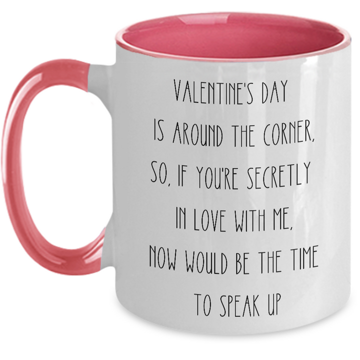 Gag Valentine's Day Mug, Two Toned Valentine Coffee Cup, Secret Crush Valentine Gift, Funny Mug for Coworker or Best Friend