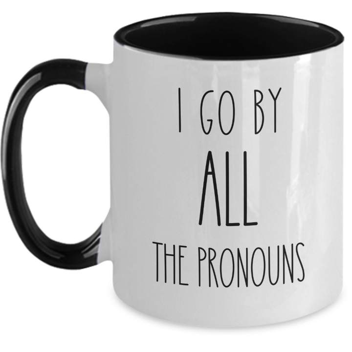 Funny Non-binary Mug, Nonbinary Two Toned Coffee Cup, Novelty Pronoun Present, Pronoun Present for Friends and Family, Nonbinary Birthday, Trendy Sayings