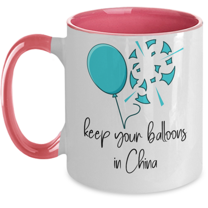 Funny Chinese Weather Balloon Mug, Chinese Balloon Two Toned Coffee Cup, Trending Political Topics, Political Satire Gifts for Friends and Family