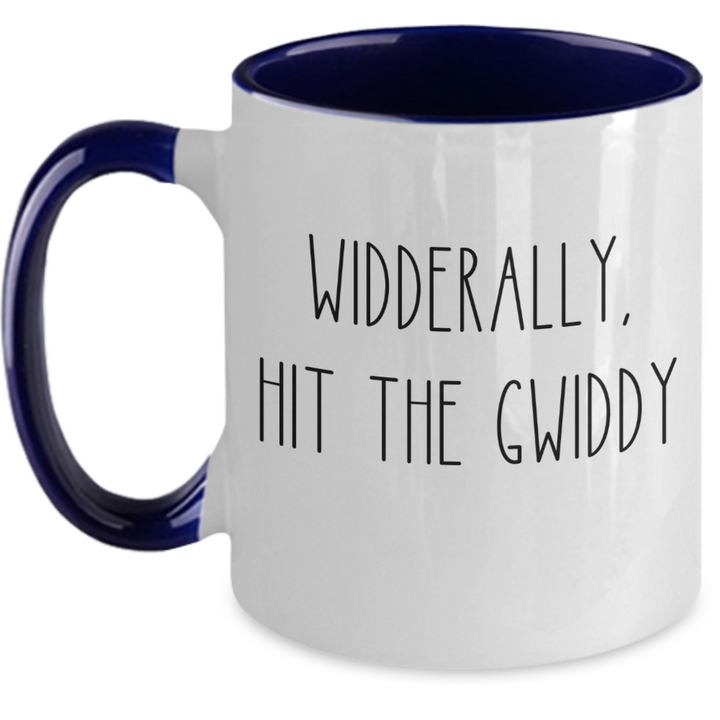 Funny Hit the Griddy Mug, Trending Topics 2023, Two Toned Coffee Cup, Widderally Hit the Gwiddy, Griddy Gifts for Friends and Family, Trendy Mug Sayings