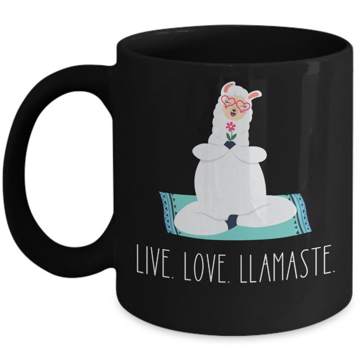 Funny Llama Yoga Mug, Yoga Coffee Cup Gift for Friends, Yoga Lover's Birthday, Live Love Llamaste