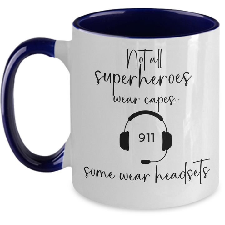 911 Emergency Operator Mug, Two Toned Coffee Cup Gift for Emergency Police Dispatcher, First Responder Birthday PResent, 911 Operator Superhero