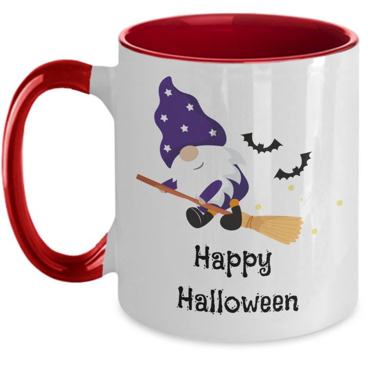 Happy Halloween Two Toned Coffee Mug, Halloween Gnome Housewarming Decor, Fall Decorations for Friends